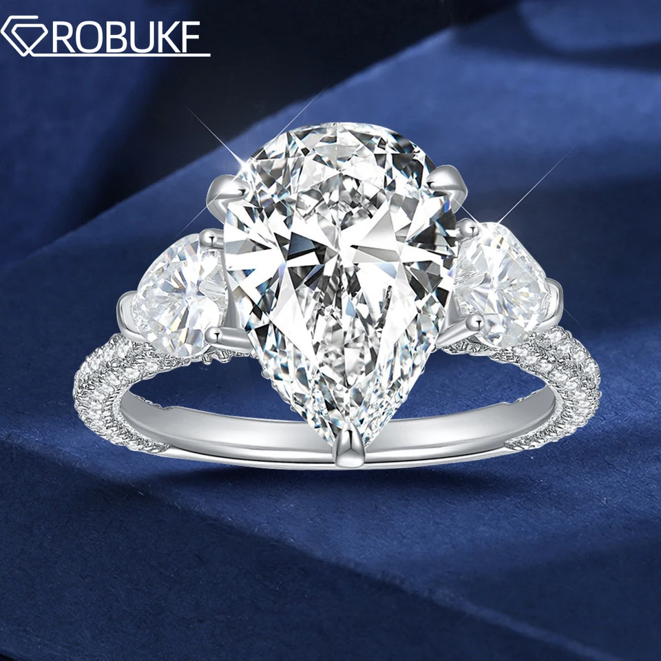 9*13 mm All Moissanit zásnubný prsteň S925 Sterling Silver 18k biele zlaté sv.