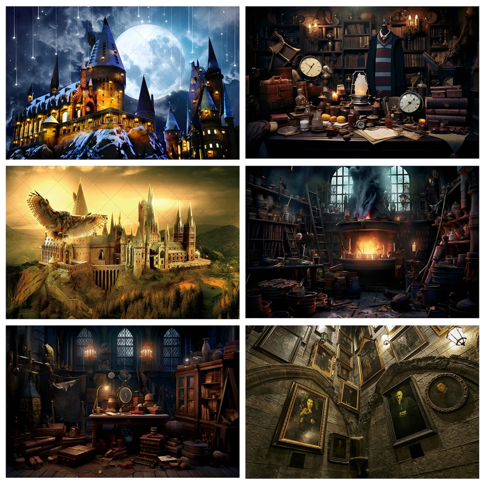 9 3/4 Castle Magic pozadie Prispôsobené hradné škola Svetová nočná obloha Moon narodeninová oslava bábätká dekorácia Fotografia Prop