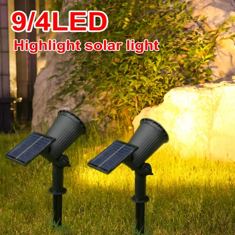 9/4 LED solárne LED LED svetlo Svetové svetlá Vonkajšie IP65 Vodotesné svetlá Jasa nastaviteľná pre záhradnú záhradu príjazdová cesta dekor
