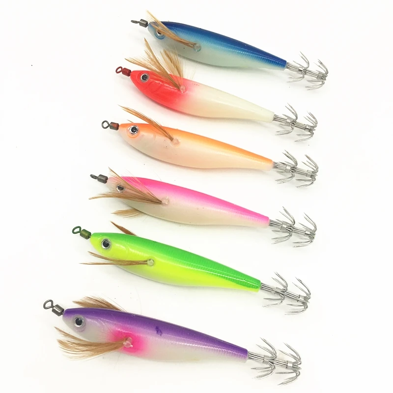 9,5 cm/10g Umelá chobotnica prípravok na rybolovné lákavé látky drevené krevety krevety Spinnerbait Lures Luminous Cuttlefish Chobotnica rybárske návnady Nástroje
