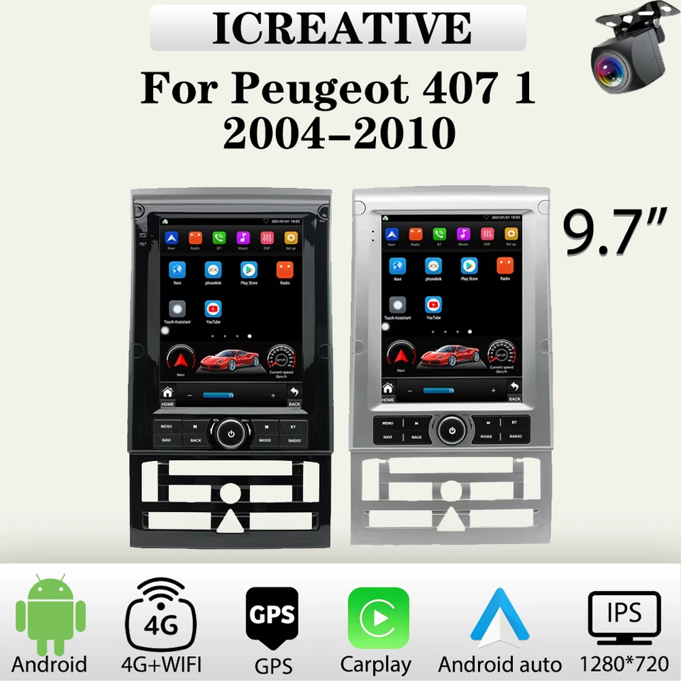 9.7 '' Car Radio Android pre Peugeot 407 1 2004-2011 Multimediálny CarPlay Player 2Din Car Stereo Autoradio Head Unit Navigation GPS