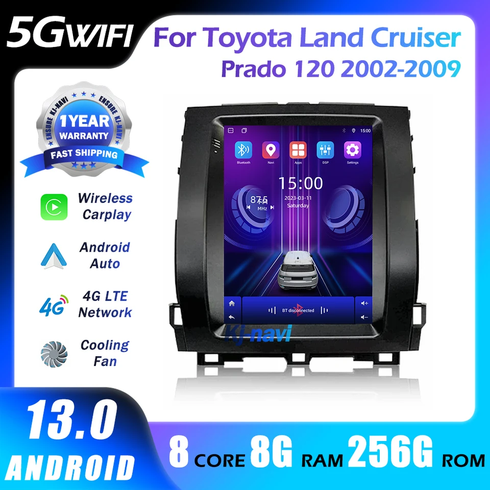 9.7 palca Android 13 Automobilové rádio pre Toyota Land Cruiser Prado 120 2002-2009 Auto multimediálny hráč Vertikálne GPS Carplay Stereo
