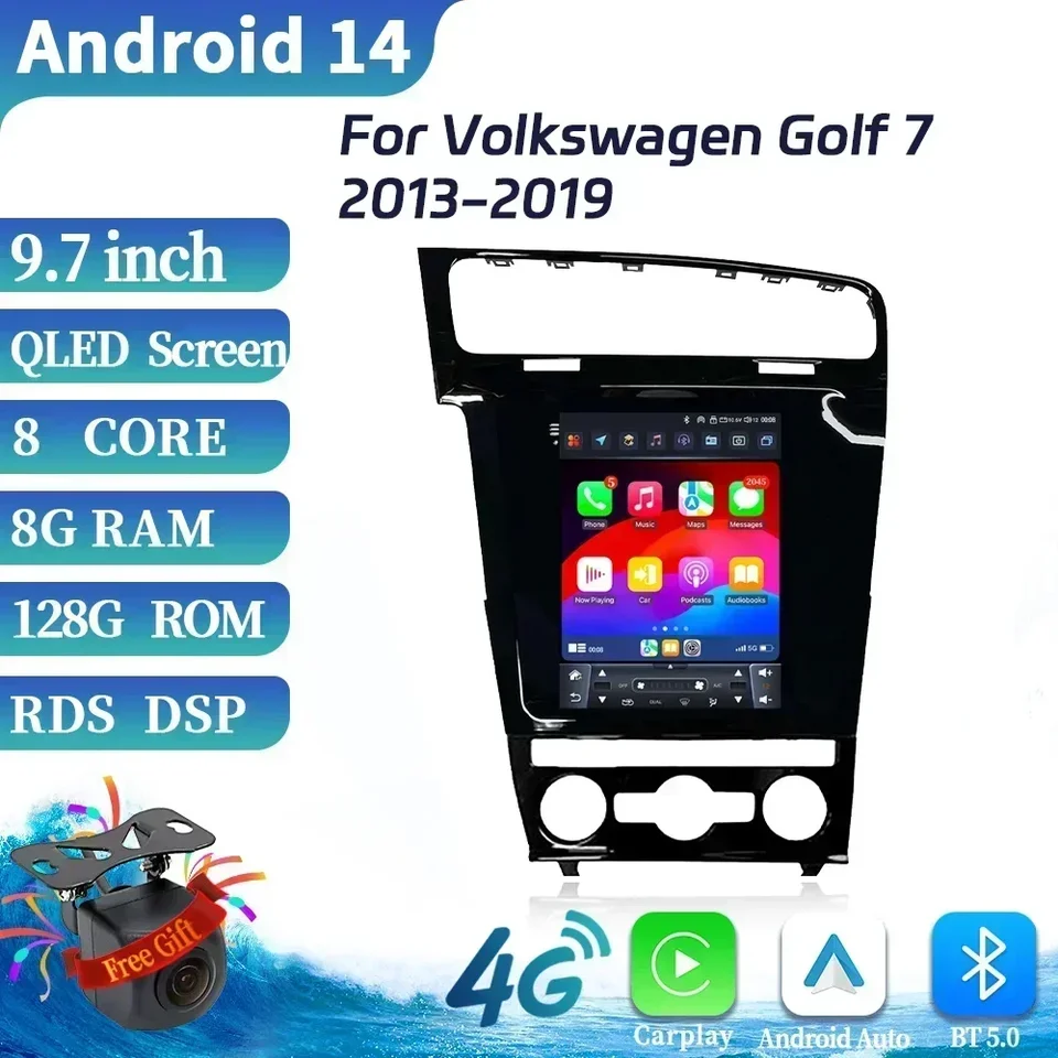 9.7 palca Android 14 pre Volkswagen Golf 7 2013-2019 Automobilové rádio Multimediálne inteligentné 4G GPS bezdrôtové dotykové obrazovky Apple CarPlay Touch Screen