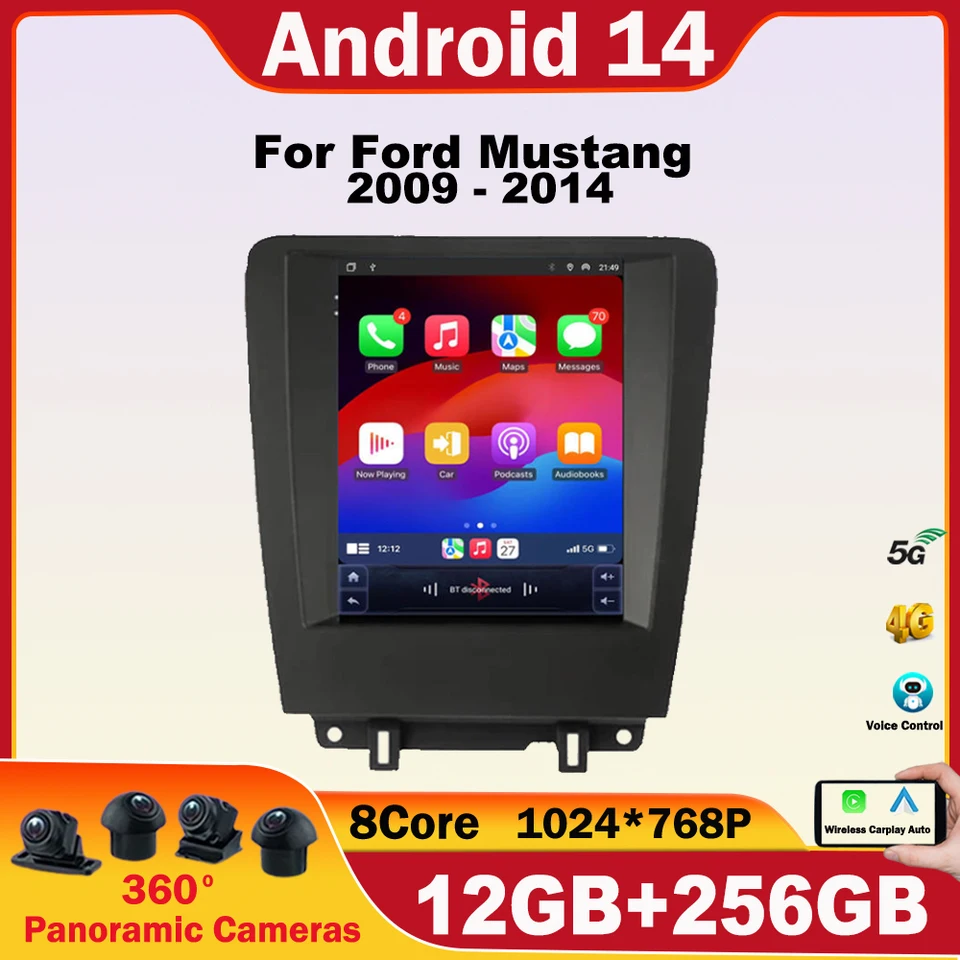 9,7 palca pre Ford Mustang 2009 - 2014 Android 14 Car Radio Multimedia Video Player GPS GPS Wireless Android Auto CarPlay Stereo 4G