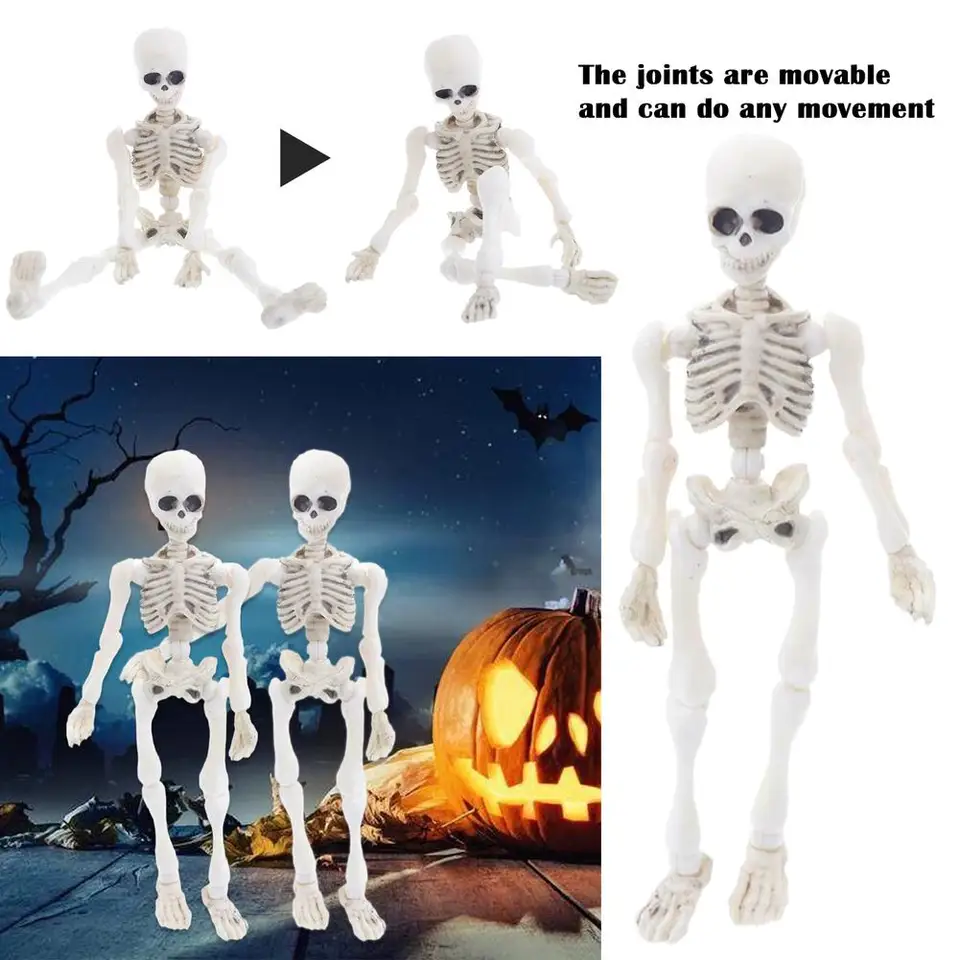 9 cm hnuteľná kĺbová kostra Halloween strany strašidelná dekorácia Mini dospelí Kid Prank kostry hračky modely figurín Action lebka v0x9