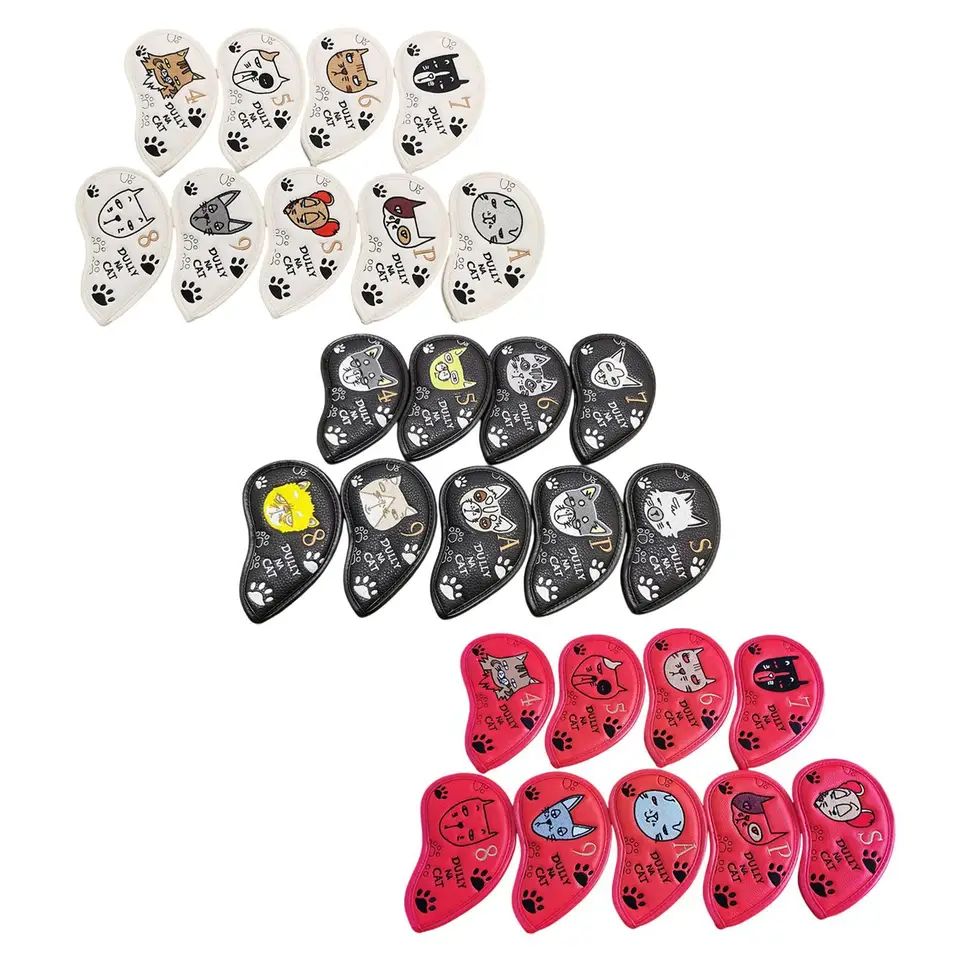 9 kusov Golf Iron Covers Set Golf Club Hlava pokrýva ochranu ochranných opatrení pre mužov Trendy rukáv