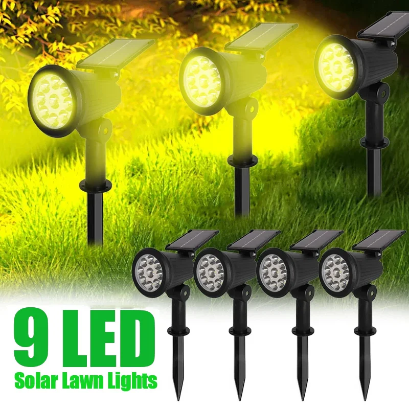 9 LED solárne reflektory Vonkajšie IP65 nepremokavý jas nastaviteľného bodového svetla záhradná záhrada príjazdová cesta