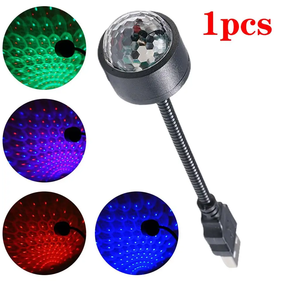 9 Mody automobilová strecha hviezda Light Interiér LED atmosféra Ambient projektor USB dekorácie Nočné svetlo viacfarebné ovládanie hudby