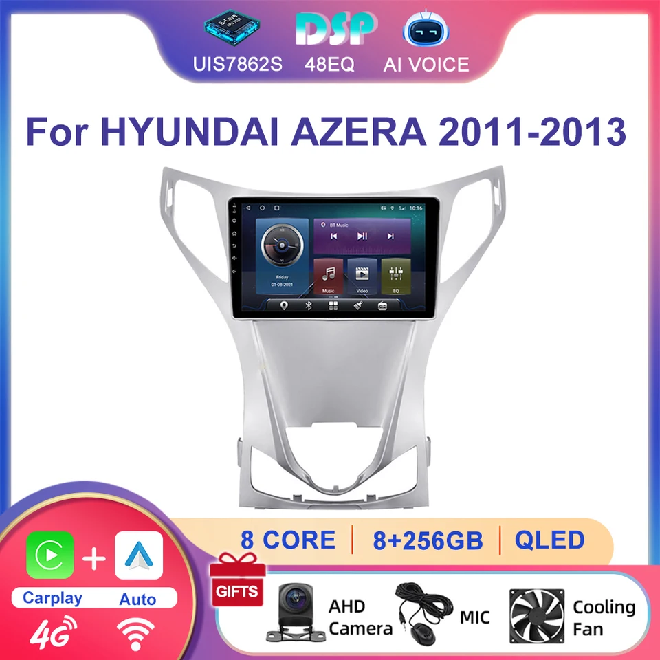 9 palcov 2 Din 4G GPS Audio Android Auto CarPlay Stereo Multimedia Touch Screen Car Radio Player pre Hyundai Azera 2011 2012 2013