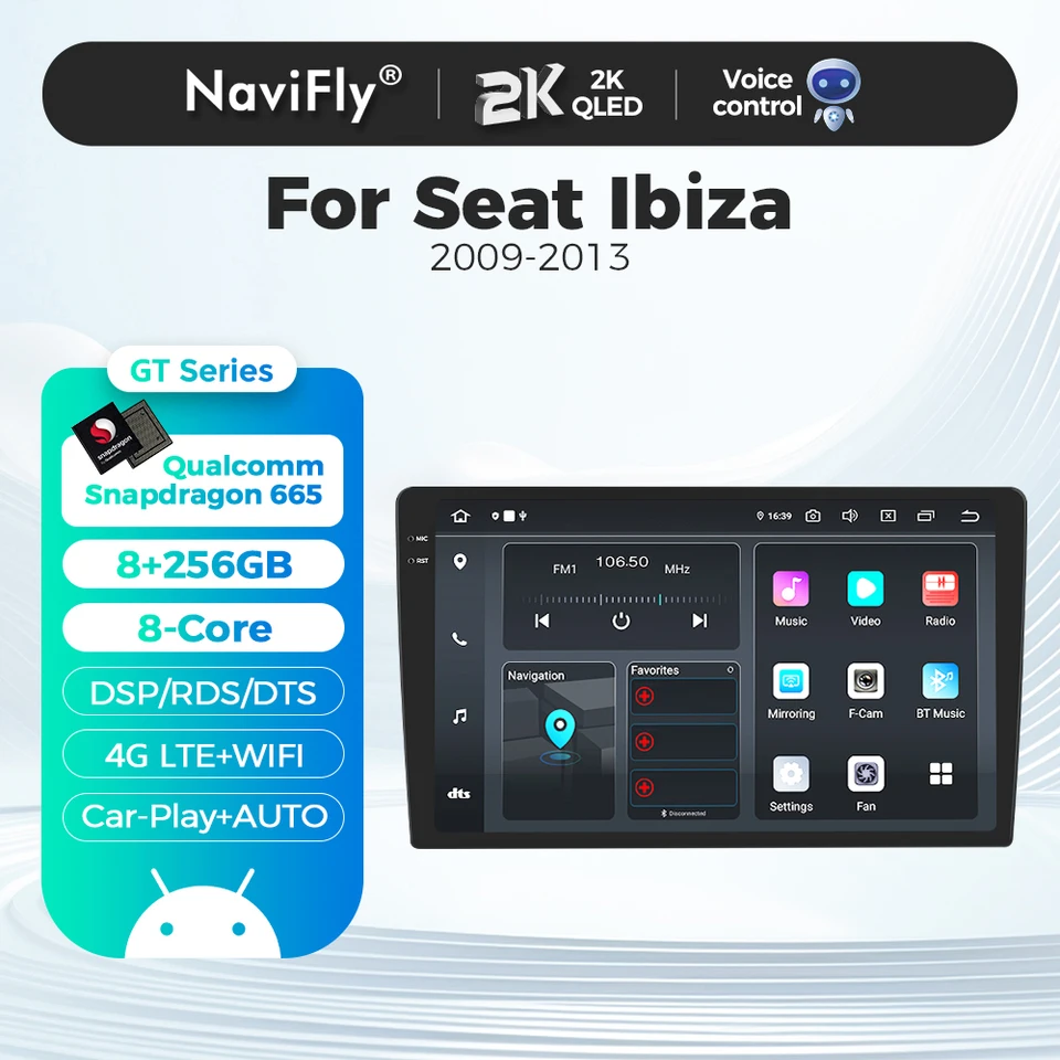 9 palcov 2Din Android 14 Car Radio pre sedadlo Ibiza Mk4 6J 2009-2013 CarPlay Multimedia Player Android Auto GPS BT DSP 4G Auto Radio Radio