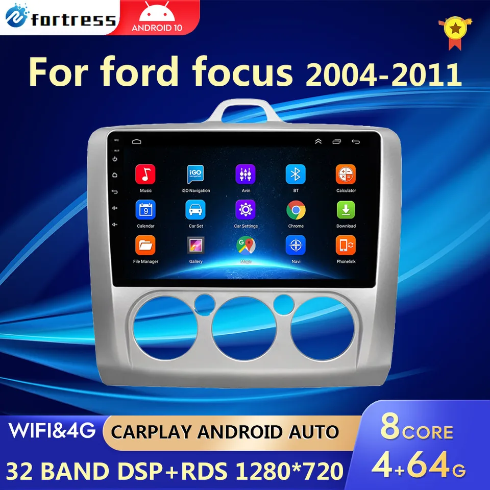 9 palcov Android 10 Auto Car Radio pre Ford Focus Exi Mt 2 3 Mk2 2004 -2011 2 DIN Multimedia Player CarPlay Autoradio Stereo GPS