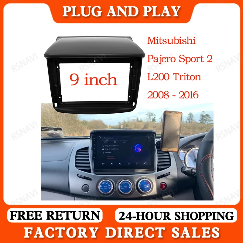 9 palcov pre Mitsubishi Pajero Sport L200 Triton 2008-2016 Car Radio 2 DIN Panel GPS MP5 Stereo Android Player FACIA DASH Rám