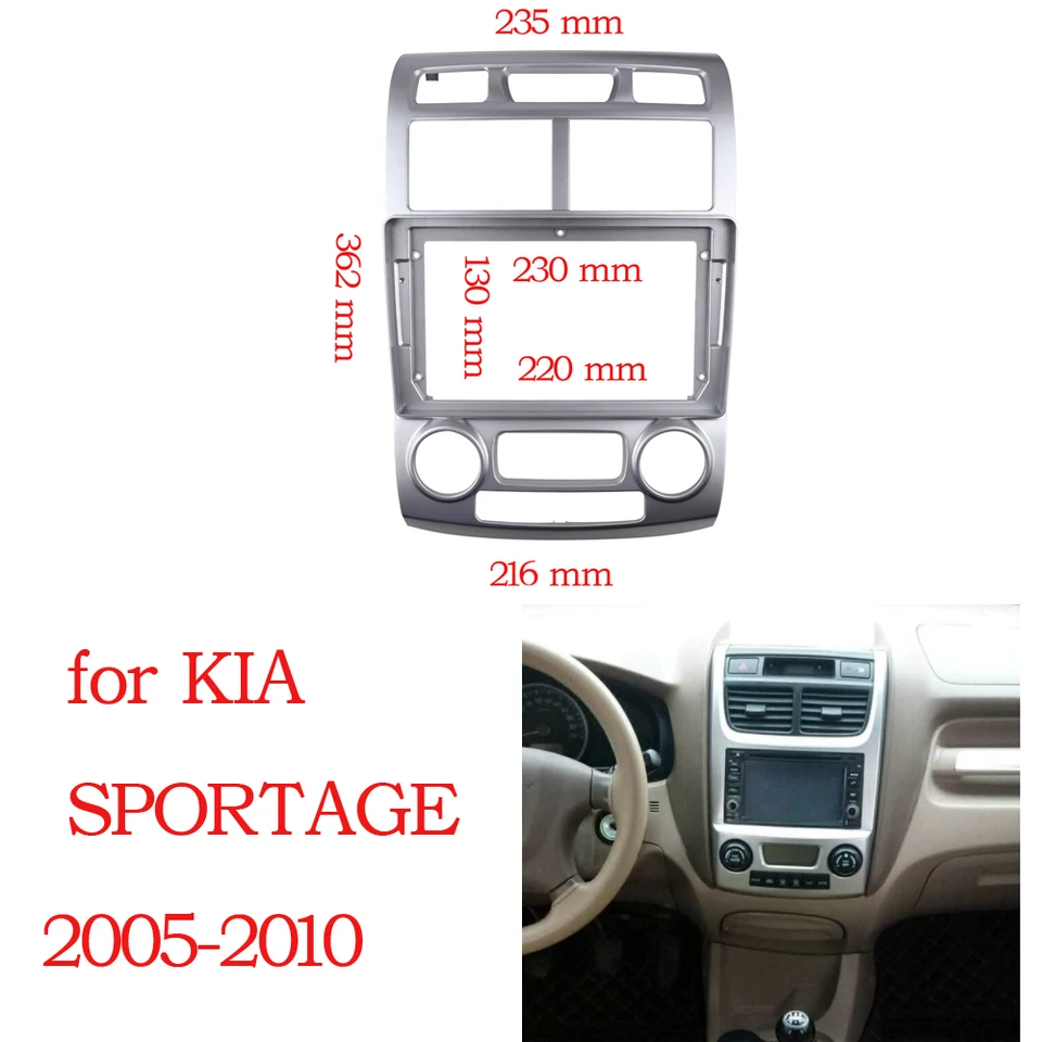 9-palcová prístrojová súprava pre Kia Sportage 2005-2010 Car Radio Fascia Frame Android Player Adapter Cover Stereo Panel Rám GPS facia
