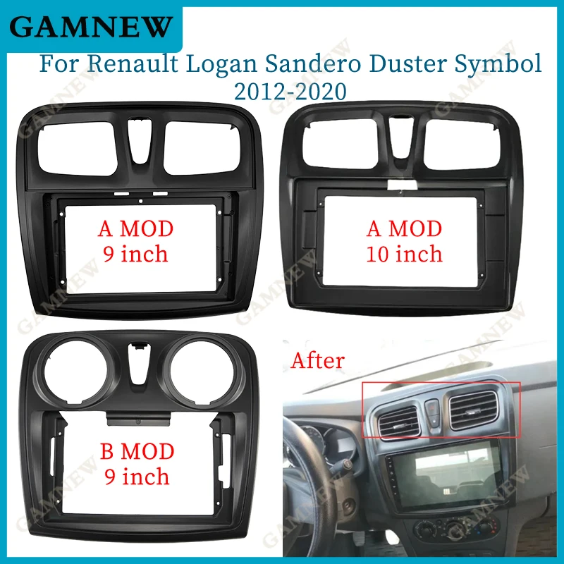 9-palcový 10 palcový rámec fasádu adaptér Android Radio Dash Panel Panel Kit pre Renault Logan Sandero Duster Symbol 2012-2020