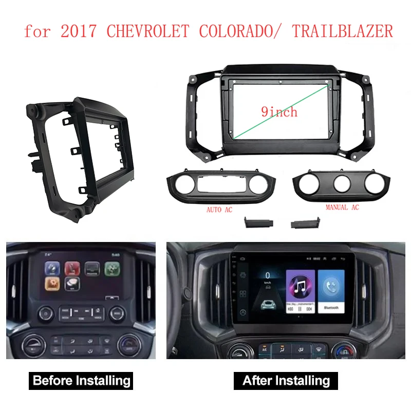 9-palcový adaptér Fascia Frace Fascia pre Chevrolet Trailblazer Colorado S10 Isuzu D-Max Mu-X 2017+ Rádio Android Panel Kit