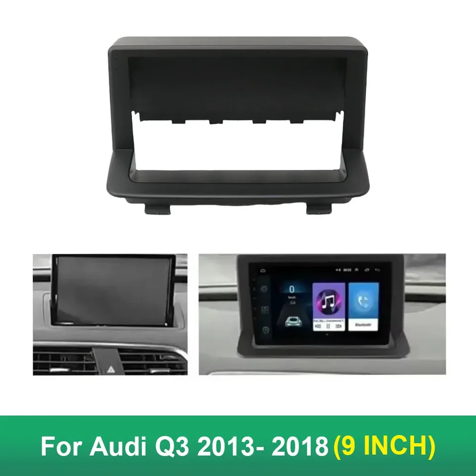 9-palcový Android Kit Panel Car Aut Radio DVD Player Fascia Rám pre Audi Q3 2013- 2018 ABS Android Big Screen Audio