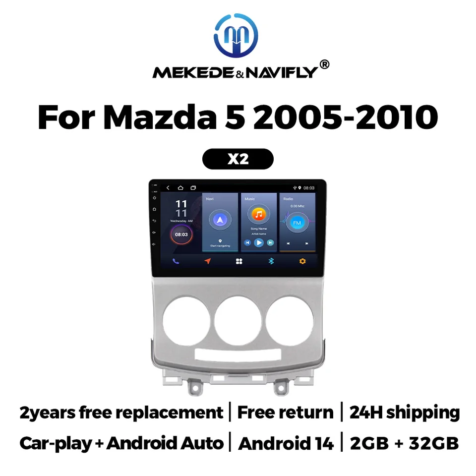 9-palcový automobil Auto Bt 2 Din Android 14 pre Mazda 5 Mazda5 2005-2010 Automobilie Multimidia Video Player Autoradio GPS navigácia