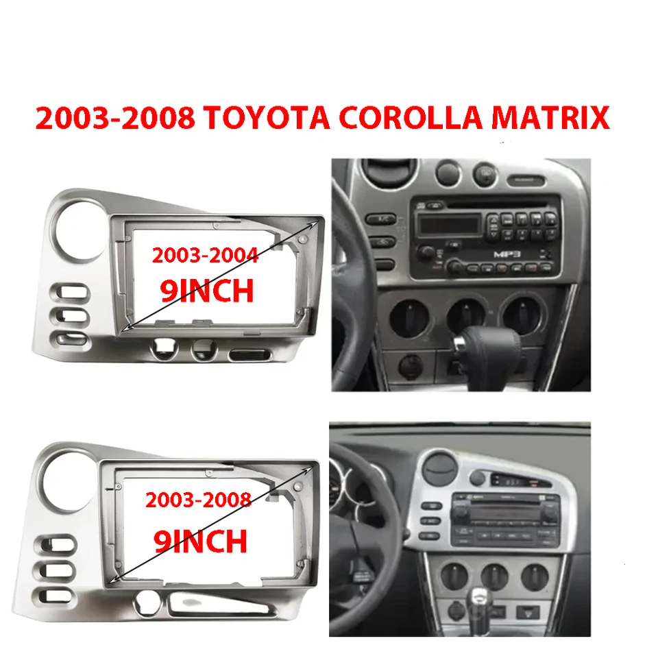 9 -palcový vozík Fascia Adapter Android Radio Dash Panel Panel Kit pre Toyota Matrix 2 E140 Pontiac Vibe