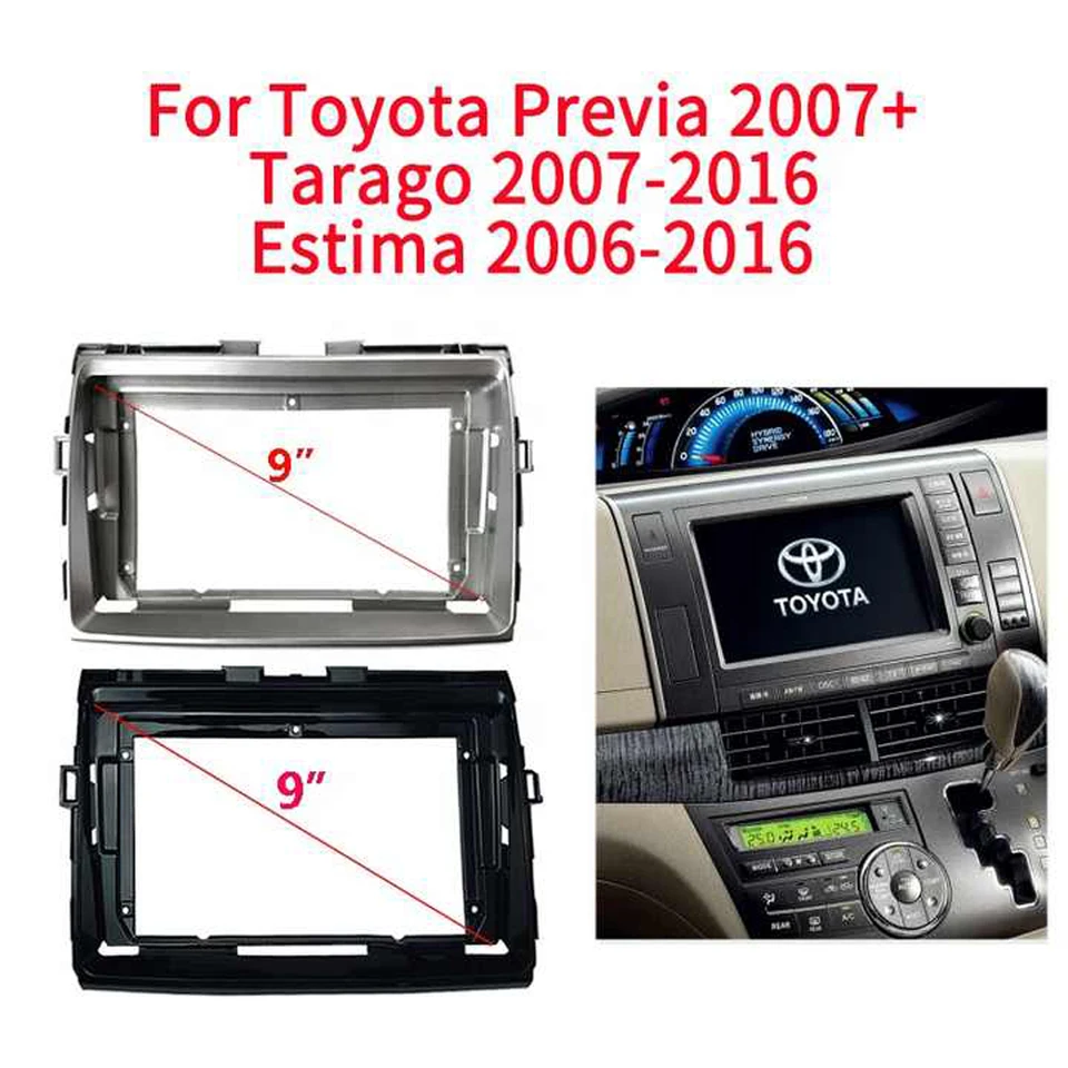 9-palcový vozík Fascia Adaptér Android Radio Audio Dash Panel Panel Kit pre Toyota Previa odhada Tarago 2006-2012