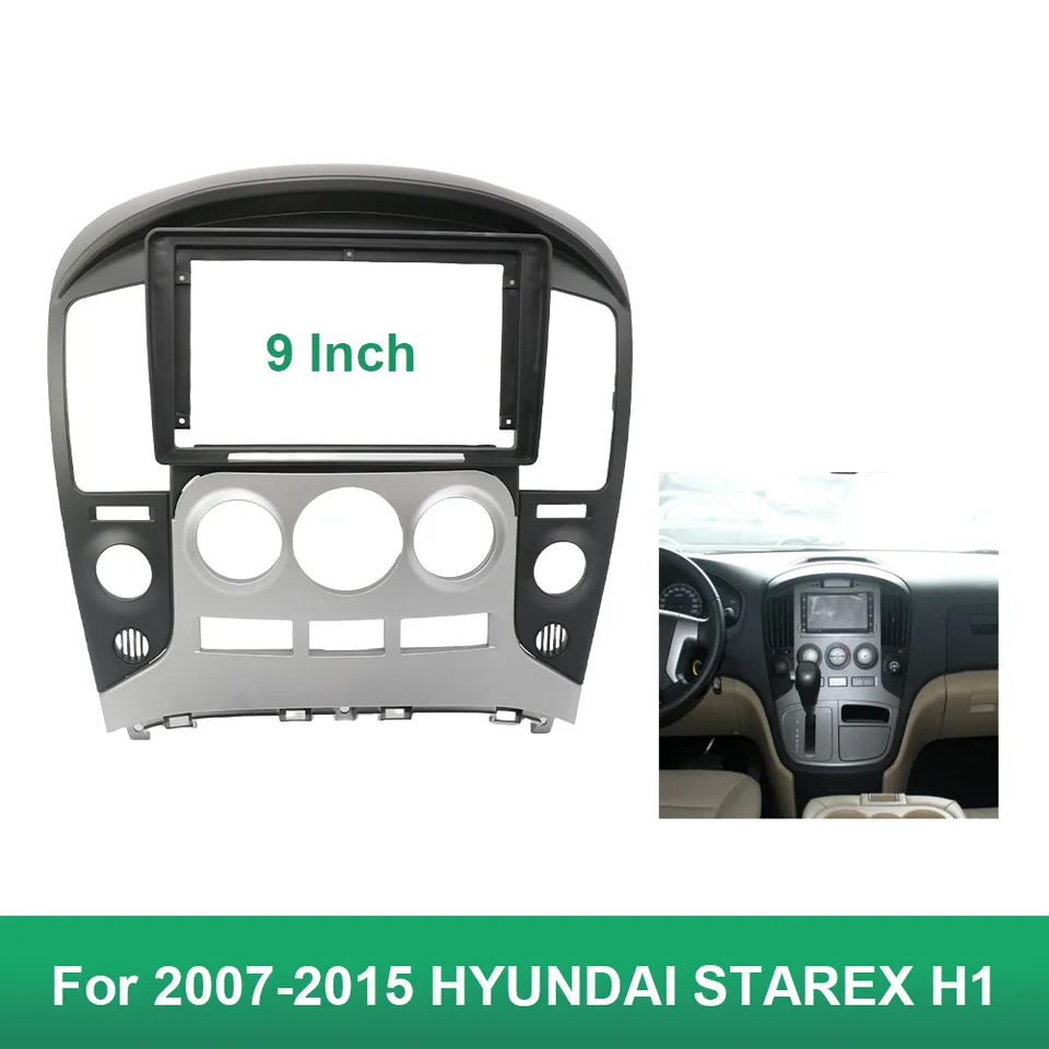 9-palcový vozík Fascia Adaptér Android Radio1 Audio Dash Panel Panel Kit pre roky 2007-2015 Hyundai Starex H1