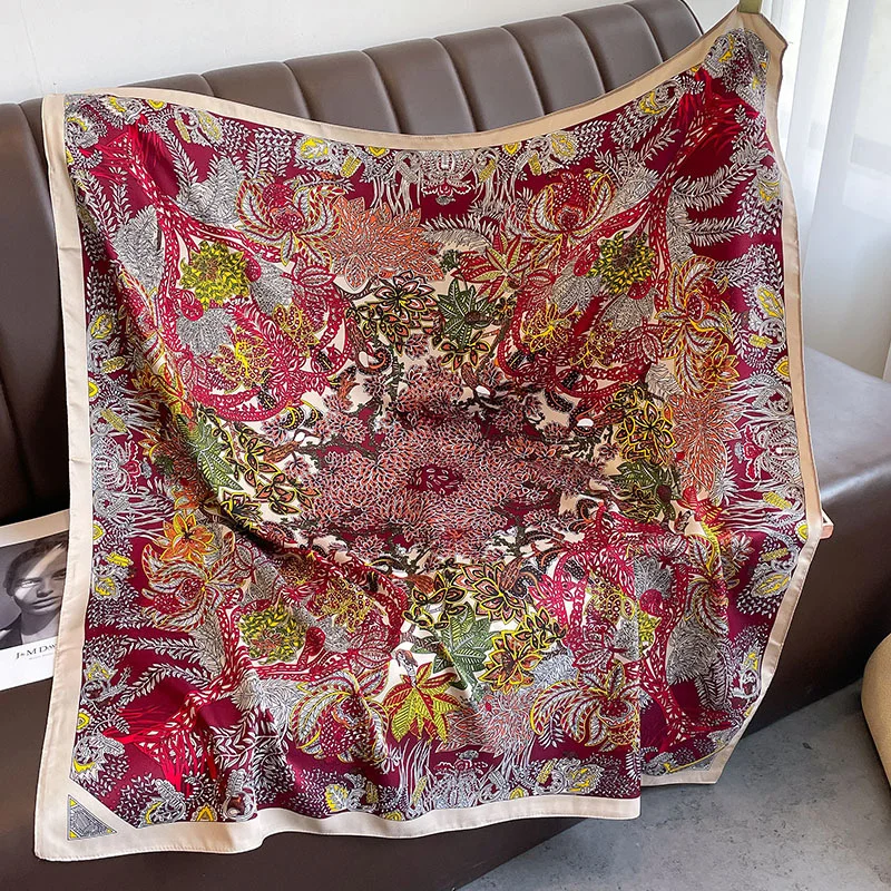 90*90 cm luxusná značka hodvábny štvorcový šál Hidžáb Ženy Bandana Soft Scarves Neckerchief Ladies Hair Shawl Wrap čelenka