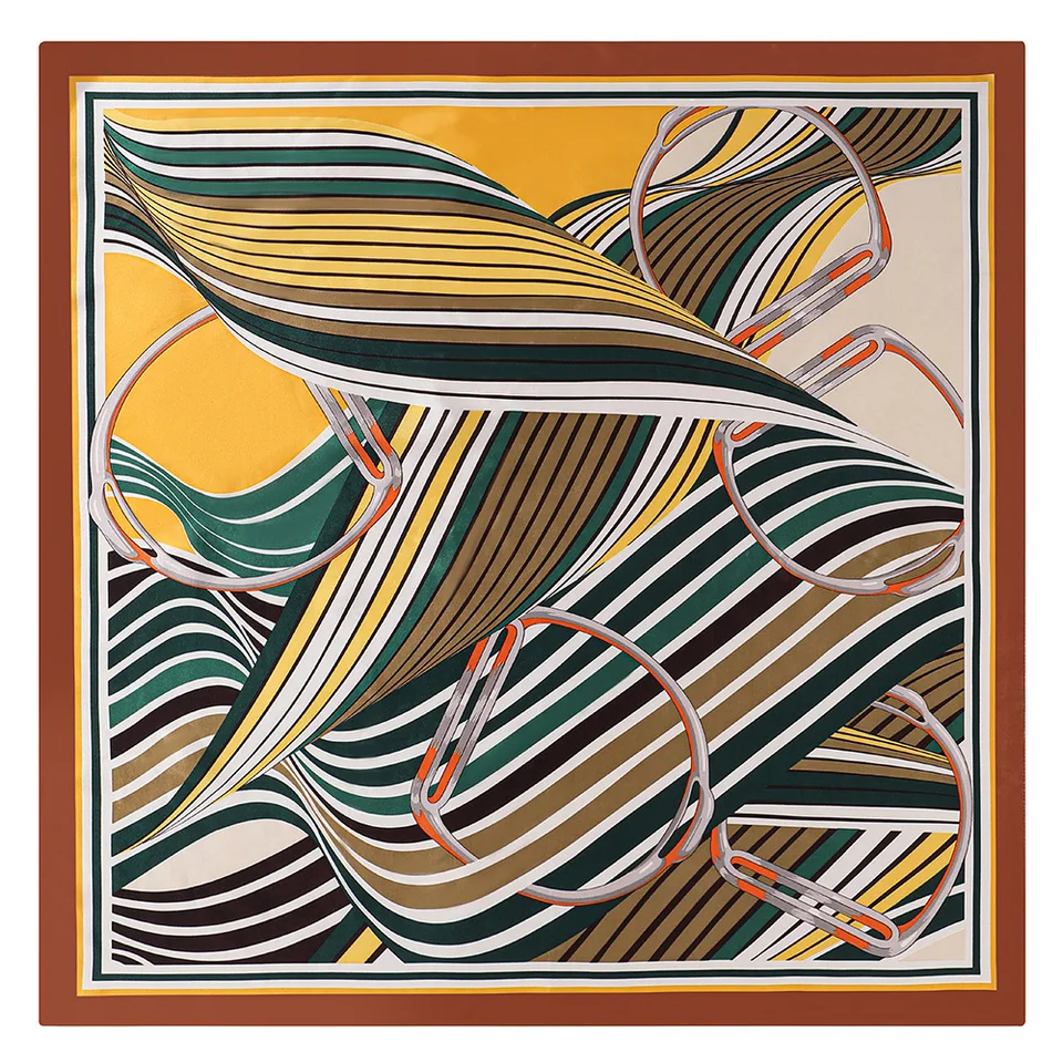 90*90 cm luxusná značka Ženy hodvábne šatky Stripe Design Square Šarves jarné letné šály pre dámy