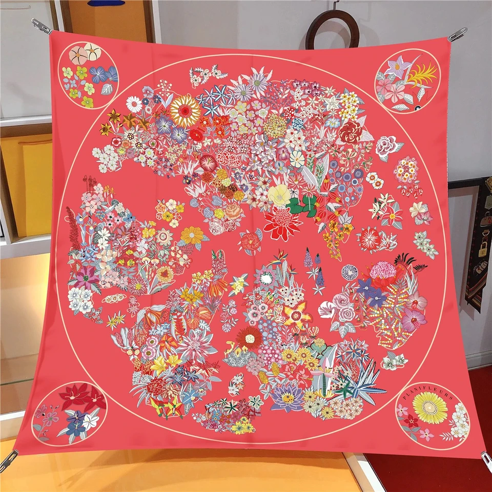 90*90 cm značky hodvábne šatky Color Horse 100% Twill hodvábny šál Ženy Špawly luxusný dizajn hidžáb šál módne šatky