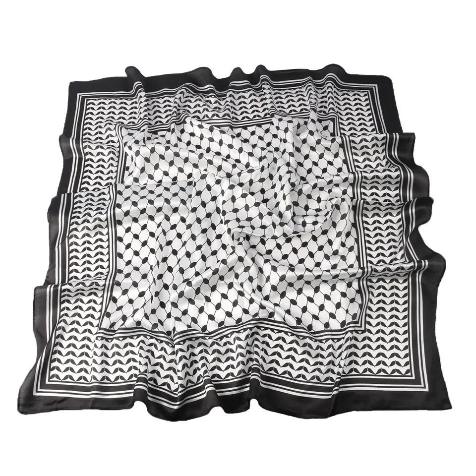 90 cm saténový hodváb Keffiyeh Kerchief Square šatky šatky islam arabský palestínový krk šatky hlavy