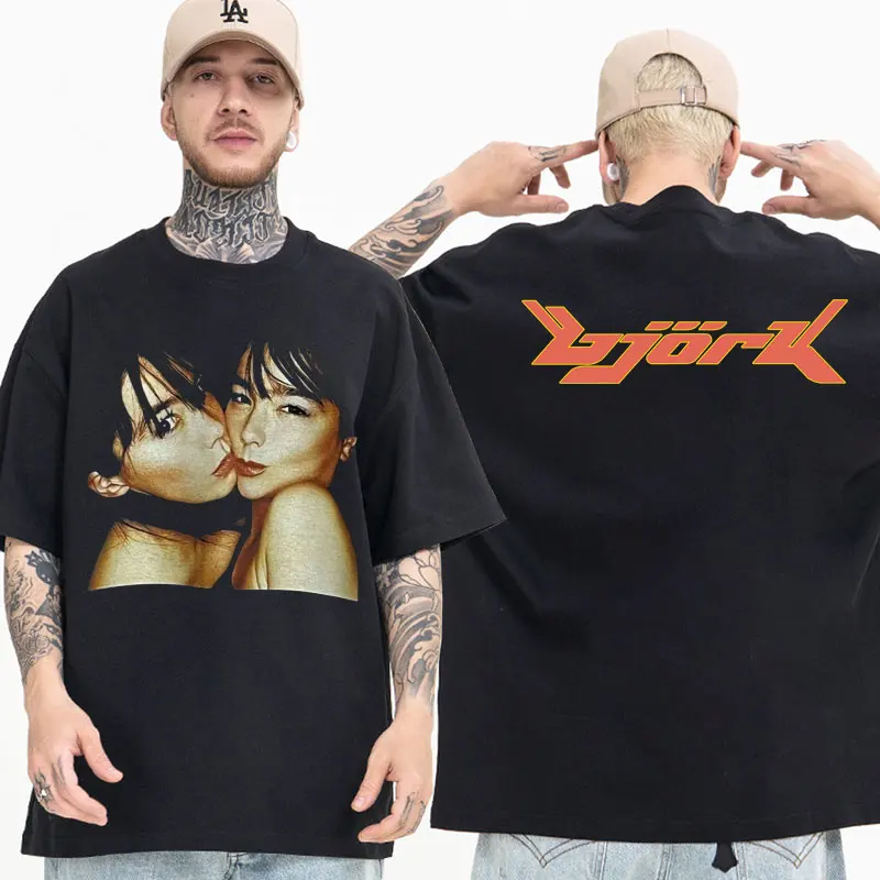 90. roky 1990 Bjork Heavy Concert Vintage T tričko Hip Hudobný album obojstranné tlačené tričko Streetwear Unisex nadmerné tričká
