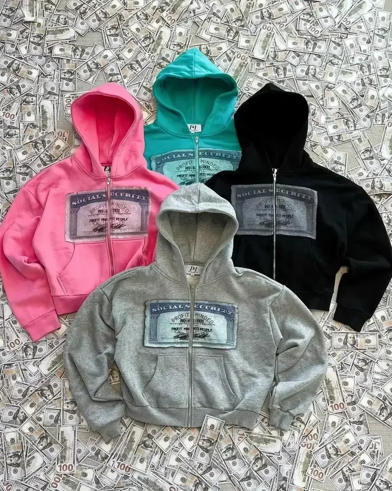 90. roky Harajuku retro mužské a dámske mikiny Vytlačené personalizované vzory Y2K Streetwear s kapucňou Long mikina s kapucňou