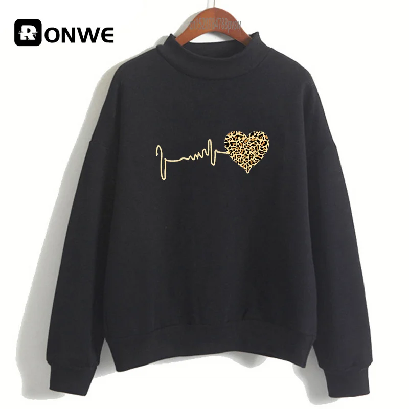 90 's leopardovým srdcom Ženy vtipné čierne mikiny dievča na jeseň y2k fleece mikina ženská harajuku zimná kawaii oblečenie, kvapka lode