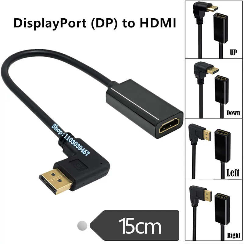 90 stupňov lakťa DisplayPort HDMI kompatibilný adaptér káblové vedenie pravého uhol DP Muž k HDMI kompatibilným adaptérom konektora konektora