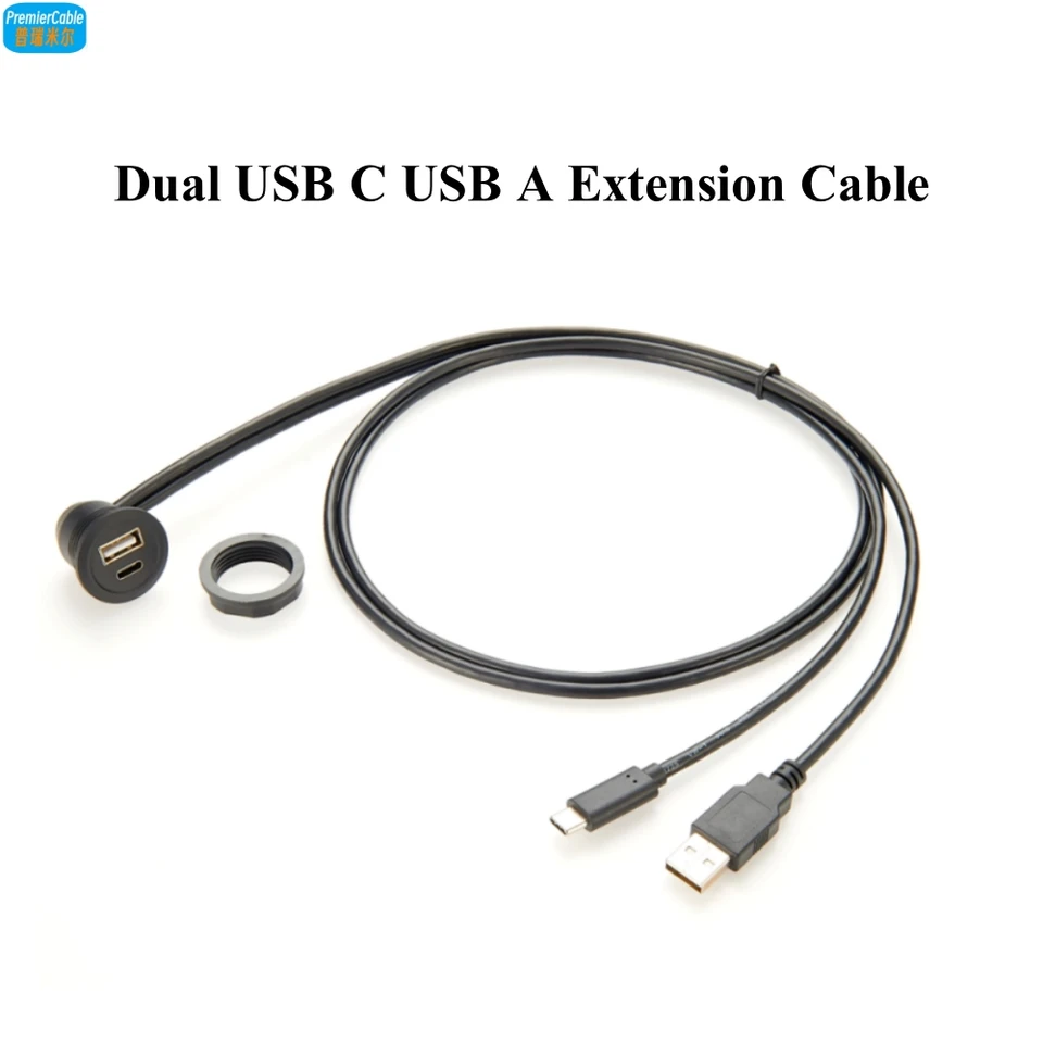 90 stupňov uhol USB C splachovací panel Kábel USB Typ C 2.0 Žena až samec pravého uhla predlžovacieho kábla USB Panel Cable Cable
