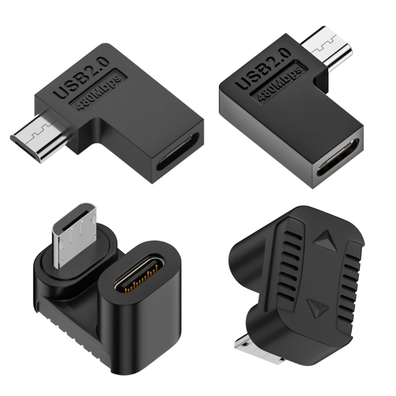 90 stupňov ľavého pravého šikmého micro USB muž na typ konektora adaptéra ženského adaptéra