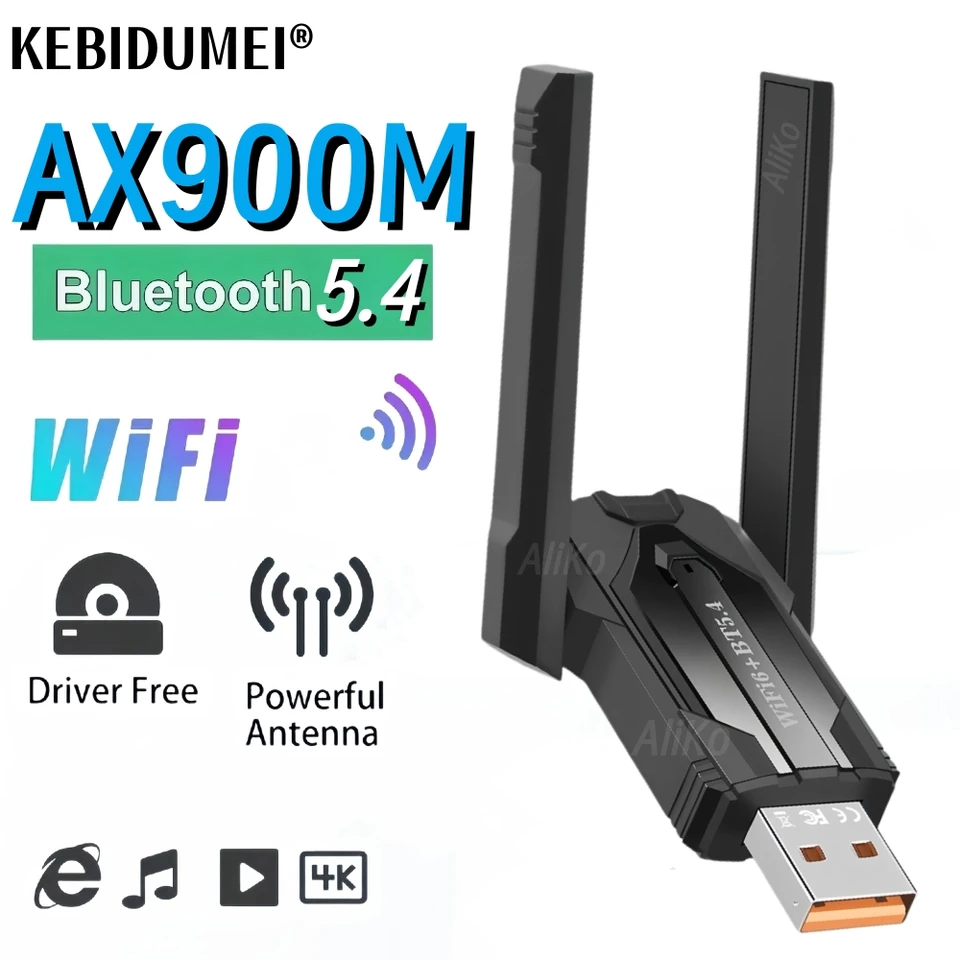 900 Mb / s bezdrôtová sieťová karta Bluetooth 5.4 WiFi 6 Adapter Dual Band 2.4G 5G USB 3.0 LAN Ethernet Adapter USB Dongle pre PC