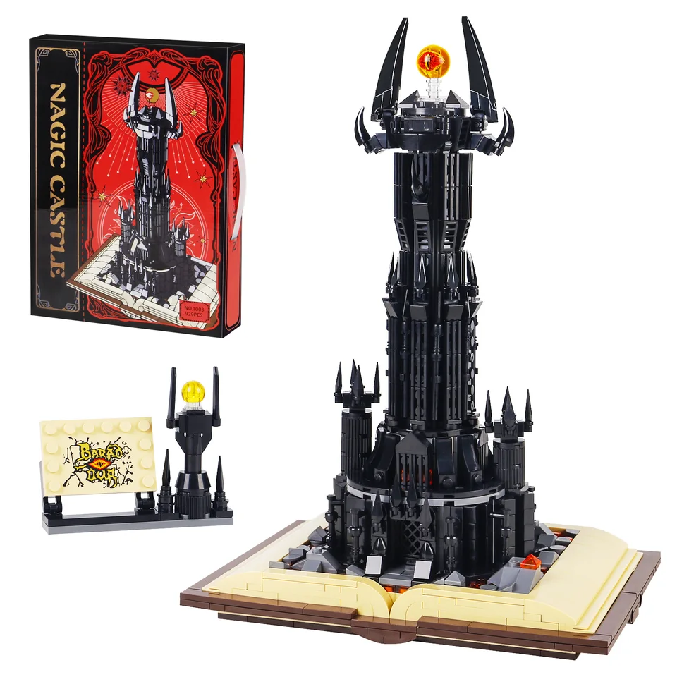 900+PCS Creative Sauron Hrad Building Blocks Dark Tower Magic Book Architektúra Zhromaždenie tehál Hračky Darček pre deti deti