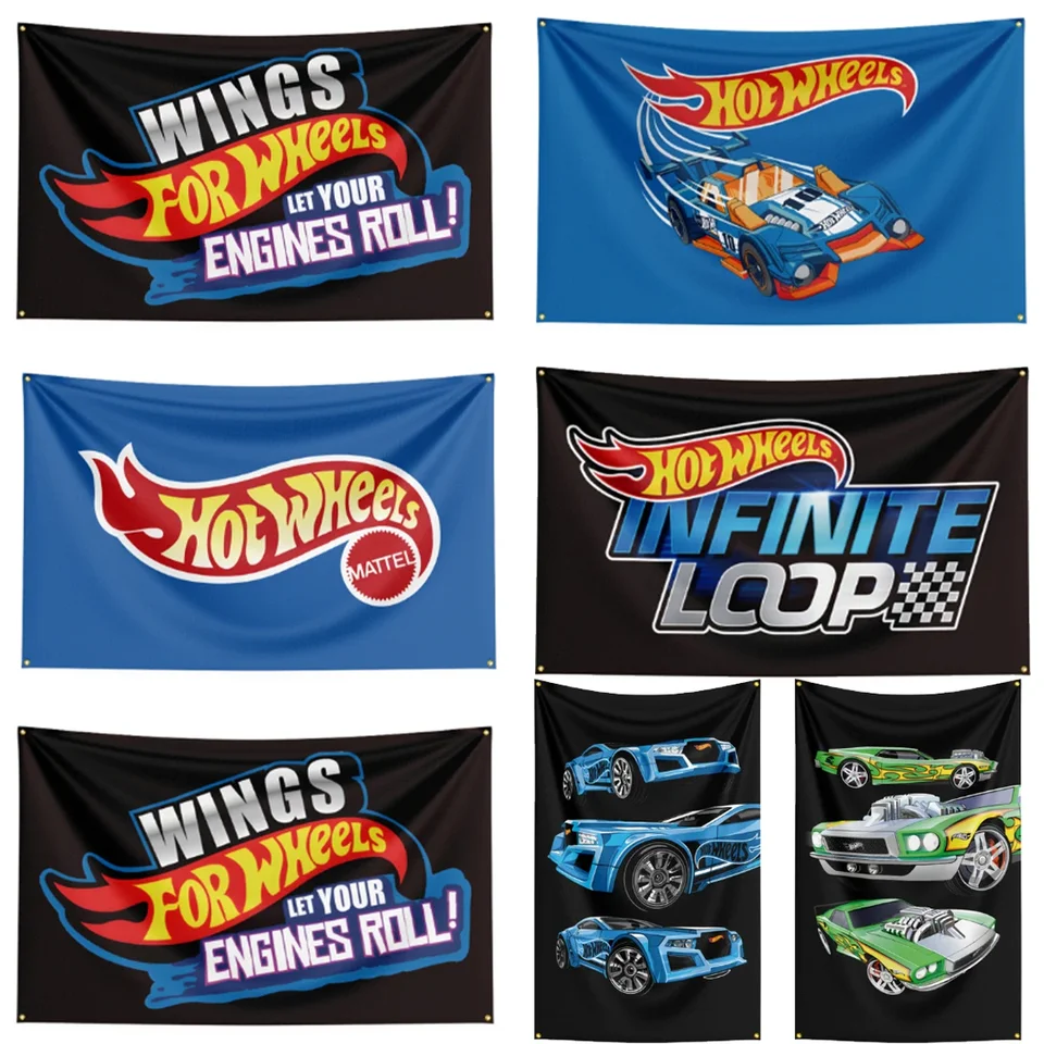 90x150 cm 3x5 ft horúce kolesá vlajka Polyester tlačený automobil Banner pre výzdobu