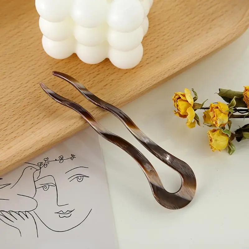 918f francúzske otočné vlasové klip Vintage celuloid acetát Veľký vlnitý korytnačka v vlasy v tvare U pre škrupinu updo chignon pin bucha