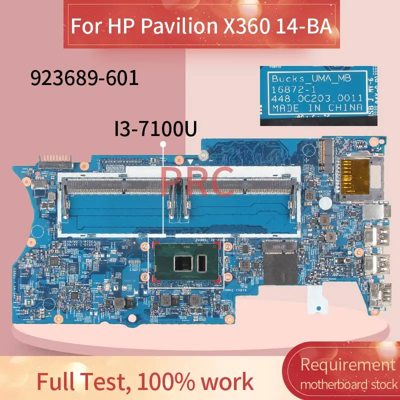 923689-601 923689-501 pre pavilón HP X360 14-BA I3-7100U LAPTOP základná doska 16872-1 448.0C203.0011 SR343 DDR4