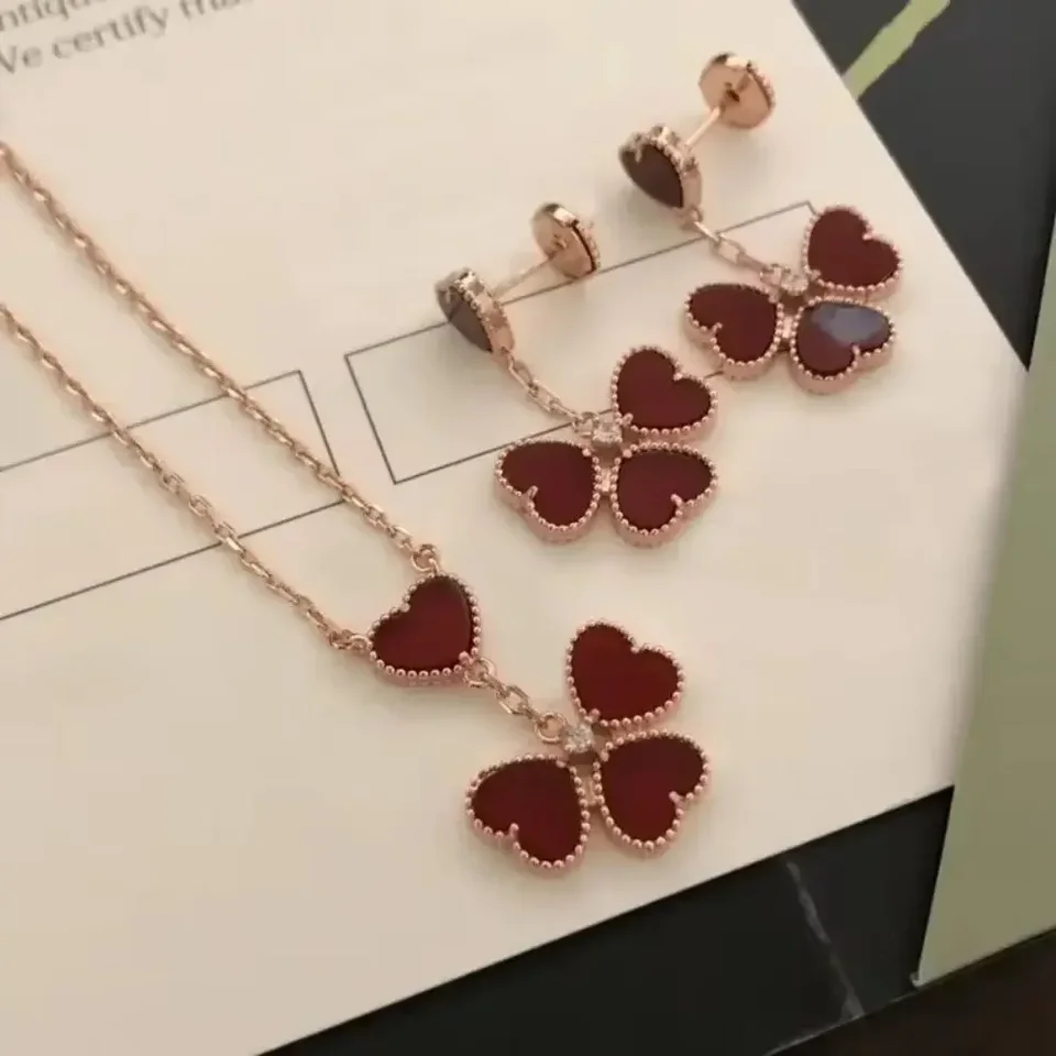925 Dámske strieborné hodinky, náušnice červených achátov, luxusné morálne šperky, vynikajúce štyri pokožky hlavy, vysokokvalitné