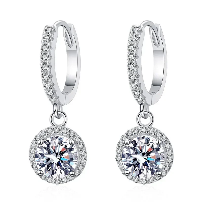 925 Sterling Silver 1 Carat Moissanite Round Rucks Engage Svadba Denná práca Party cestovanie Luxusný darček pre ženy