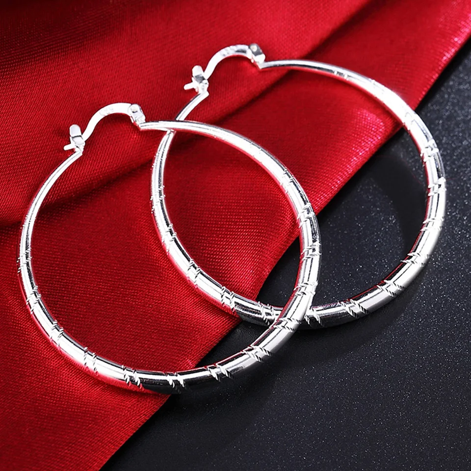 925 Sterling Silver 30/40/50/60 mm Circing Circle Cuilrs pre ženy veľké malé náušnice Vintage luxusné šperky Vianoce