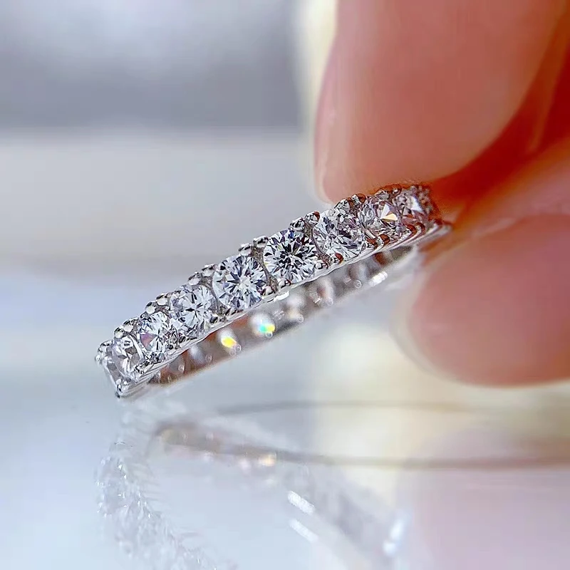 925 Sterling Silver 3mm Round AAA Clear Cz prsty prstov pre ženy Dievčatá nevesta sľubné zásnubné svadobné kapely Darčekové šperky