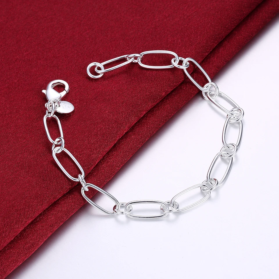 925 Sterling Silver Circle Retial Náramky pre ženy Men Klasické svadobné hostiny vianočné darčeky módne jemné šperky 20 cm 8 palcov