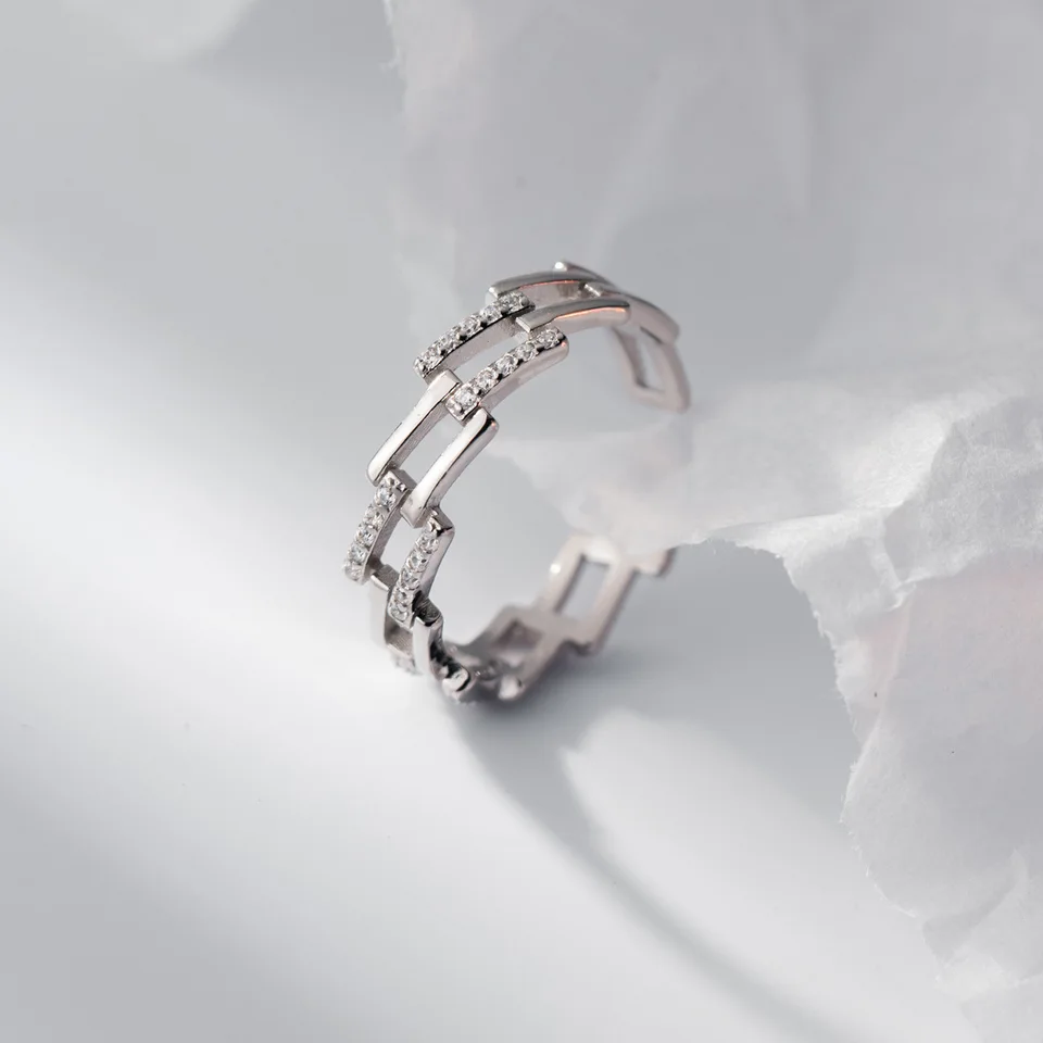 925 Sterling Silver Dutwed štvorcový zirkón Nastaviteľné prstene pre ženy luxusné šperky Veľkoobchod lacný