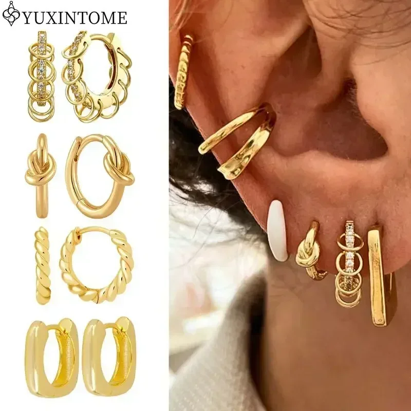 925 Sterling Silver Ear Needle Multi-Ring Náušnice Knižka plná diamantových obručových náušníc Zlaté náušnice pre ženy módne šperky