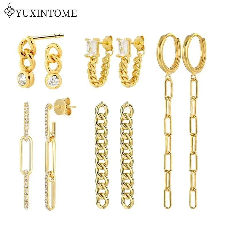 925 Sterling Silver Ear Nehter Veľký reťaz prívesok náušnice Minimalistické vinobranie zlaté náušnice pre ženy vynikajúce večierky šperky