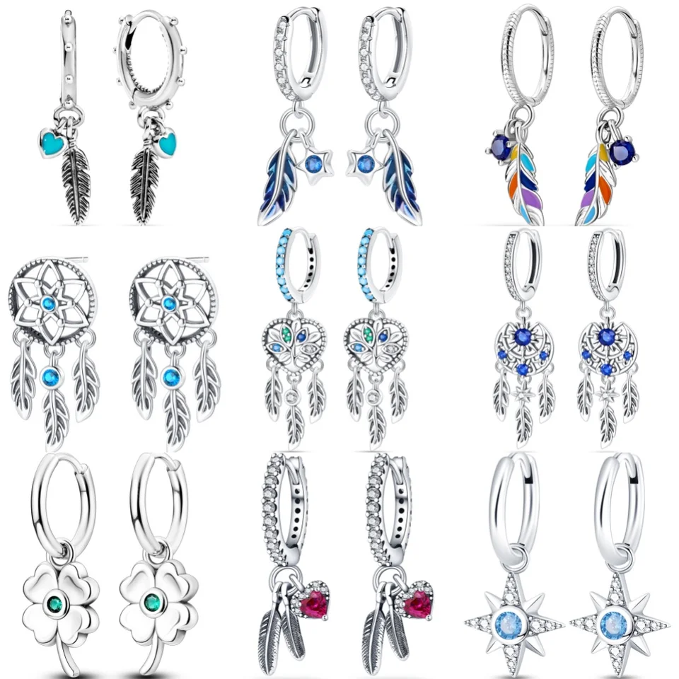 925 Sterling Silver Feather Lucky Symbol Series Series Drop pre ženy módne párty jemné darčeky Elegantné šperky doplnky