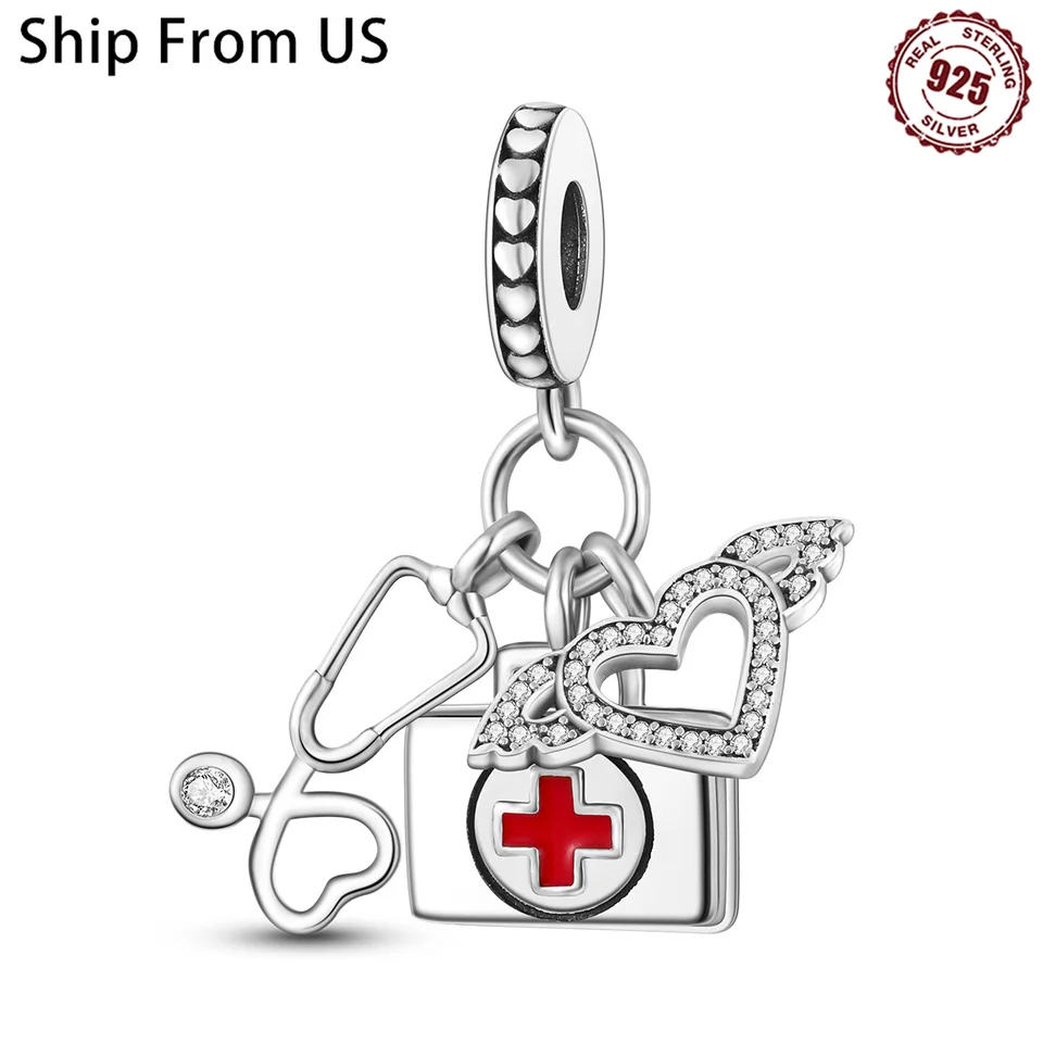 925 Sterling Silver First-Aid Kit Domácnosť Series Series Charms Fit Fit Original Pandora náramky pre domácich majstrov