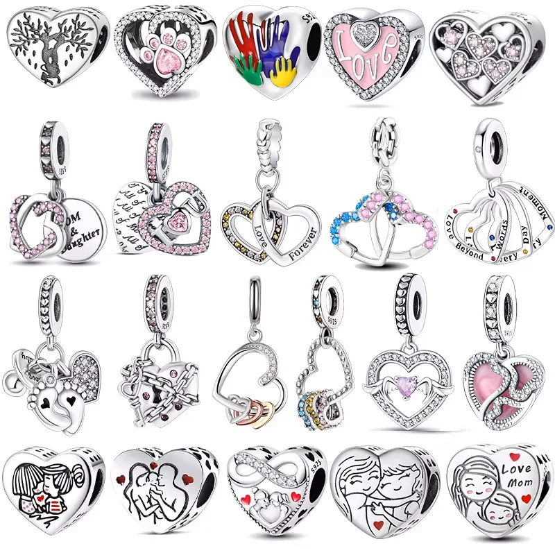 925 Sterling Silver Footprint Love Boutique Boutique Prendant Harms Fit Original náramok kúzlo guľôčkové náhrdelník DIY Šperky